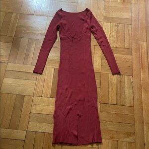 Banana Republic Ribbed Knit Dress in Deep Red